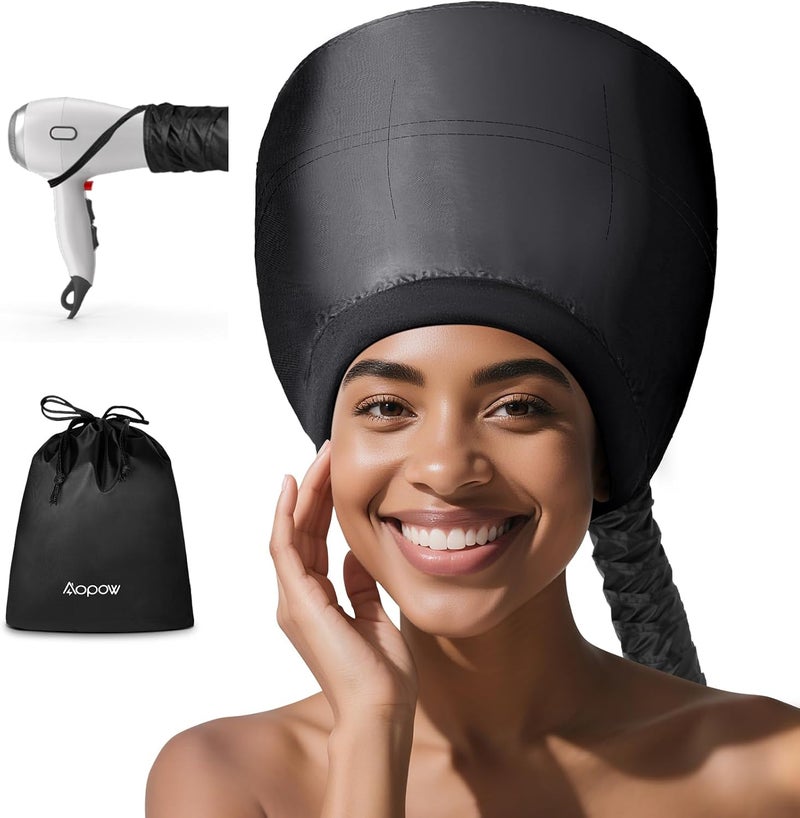 aopow Hooded Hair Dryer for Deep Conditioning - Headband Integrated Hair Bonnet Diffuser Cap Speeds Up Drying Time Adjustable Hair Dryer Caps Safety at Home Fast Drying Portable - Image 1